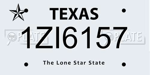 1ZI6157 Texas License Plate