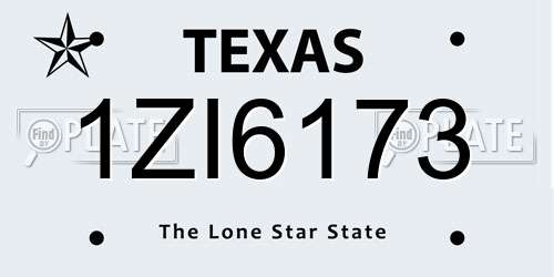 1ZI6173 Texas License Plate