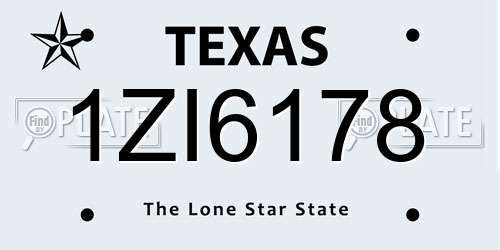 1ZI6178 Texas License Plate