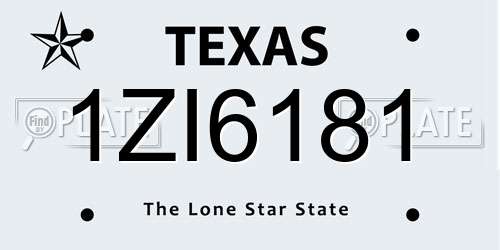 1ZI6181 Texas License Plate