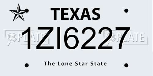 1ZI6227 Texas License Plate