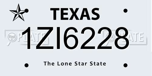 1ZI6228 Texas License Plate
