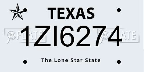 1ZI6274 Texas License Plate