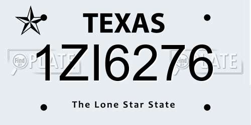 1ZI6276 Texas License Plate