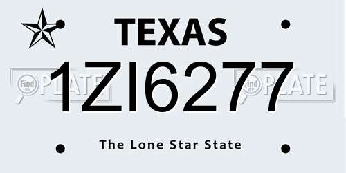 1ZI6277 Texas License Plate