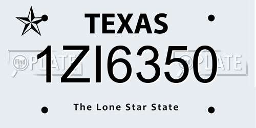 1ZI6350 Texas License Plate