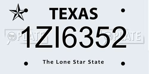 1ZI6352 Texas License Plate
