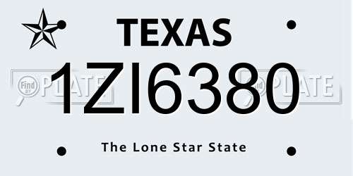 1ZI6380 Texas License Plate