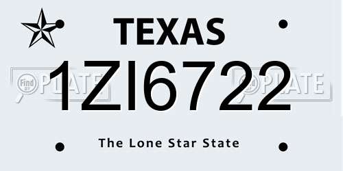 1ZI6722 Texas License Plate