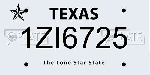 1ZI6725 Texas License Plate