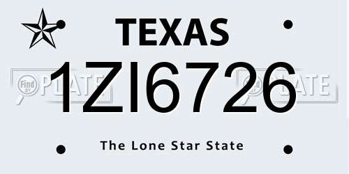 1ZI6726 Texas License Plate