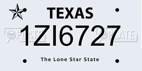 1ZI6727 Texas License Plate