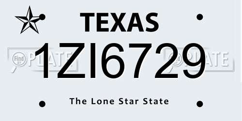 1ZI6729 Texas License Plate