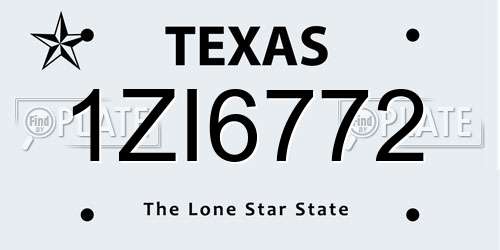 1ZI6772 Texas License Plate