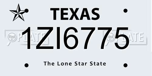 1ZI6775 Texas License Plate
