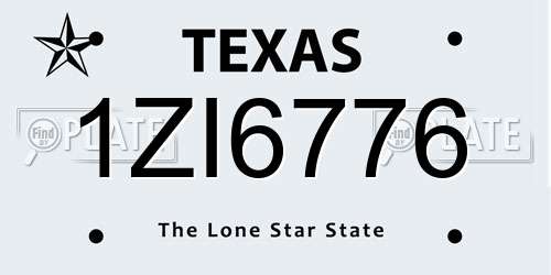 1ZI6776 Texas License Plate