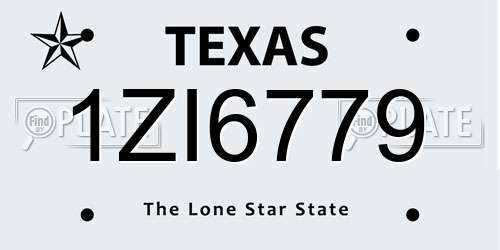 1ZI6779 Texas License Plate
