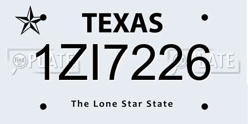 1ZI7226 Texas License Plate