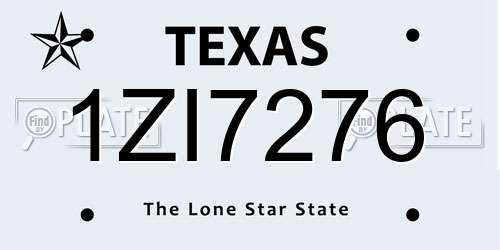 1ZI7276 Texas License Plate