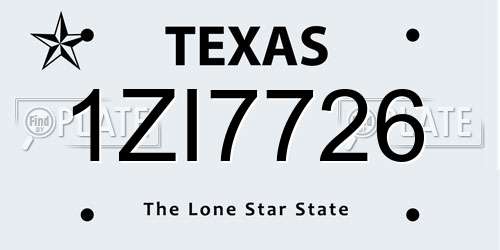 1ZI7726 Texas License Plate