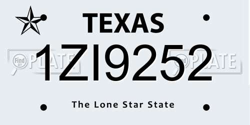 1ZI9252 Texas License Plate