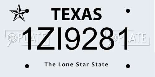 1ZI9281 Texas License Plate