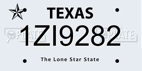 1ZI9282 Texas License Plate