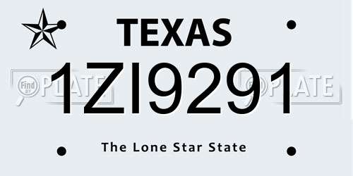 1ZI9291 Texas License Plate