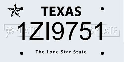 1ZI9751 Texas License Plate