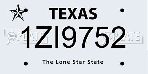 1ZI9752 Texas License Plate
