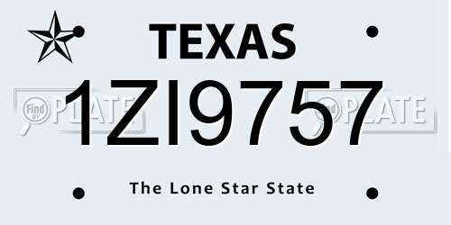 1ZI9757 Texas License Plate