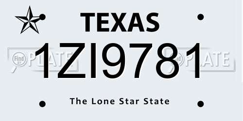 1ZI9781 Texas License Plate
