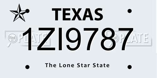 1ZI9787 Texas License Plate