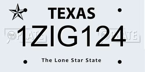 1ZIG124 Texas License Plate