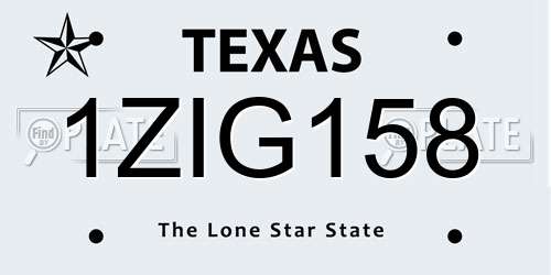 1ZIG158 Texas License Plate