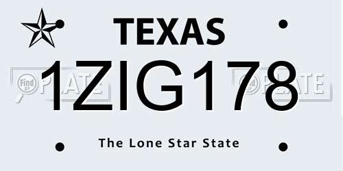 1ZIG178 Texas License Plate