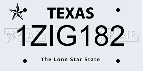 1ZIG182 Texas License Plate