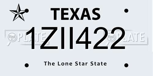 1ZII422 Texas License Plate