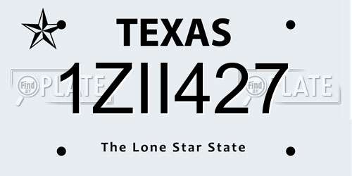 1ZII427 Texas License Plate