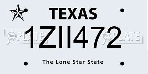 1ZII472 Texas License Plate