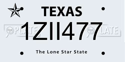 1ZII477 Texas License Plate