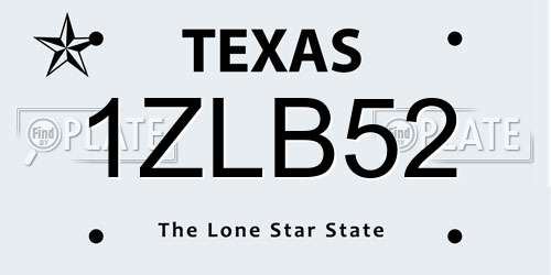 1ZLB52 Texas License Plate