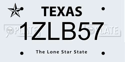 1ZLB57 Texas License Plate