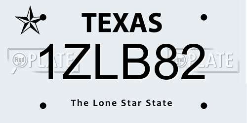 1ZLB82 Texas License Plate