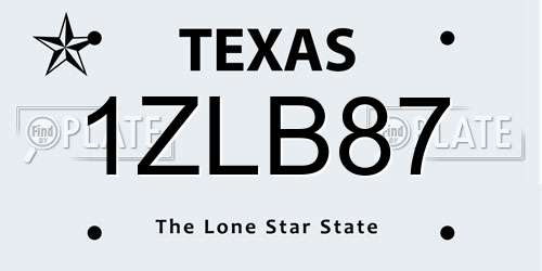1ZLB87 Texas License Plate