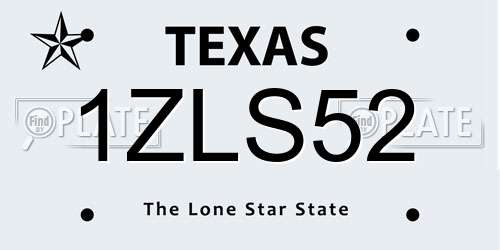 1ZLS52 Texas License Plate