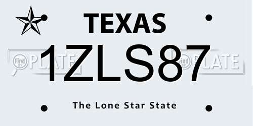 1ZLS87 Texas License Plate