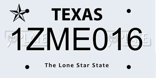 1ZME016 Texas License Plate