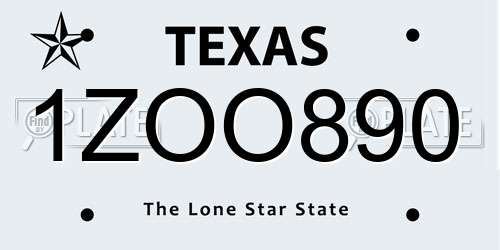 1ZOO890 Texas License Plate
