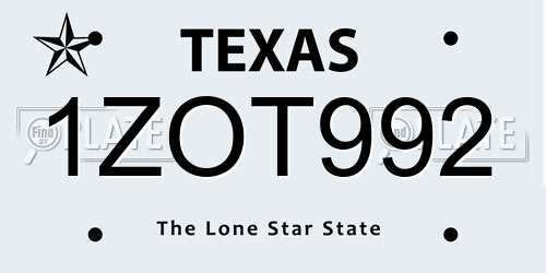 1ZOT992 Texas License Plate